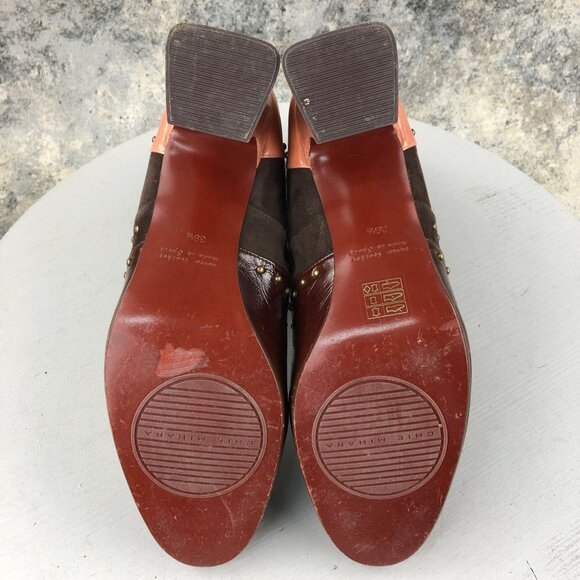 Chie Mihara Women's EU 39.5 Adis Brown Leather Suede Studded High Heel Boots - Picture 11 of 16